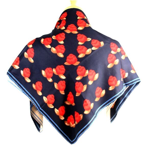 29.5"x30.5" Emanuel Ungaro BLUE BEIGE FLORAL PRINT SILK SCARF SHAWL WRAP (G89 - Picture 2 of 11